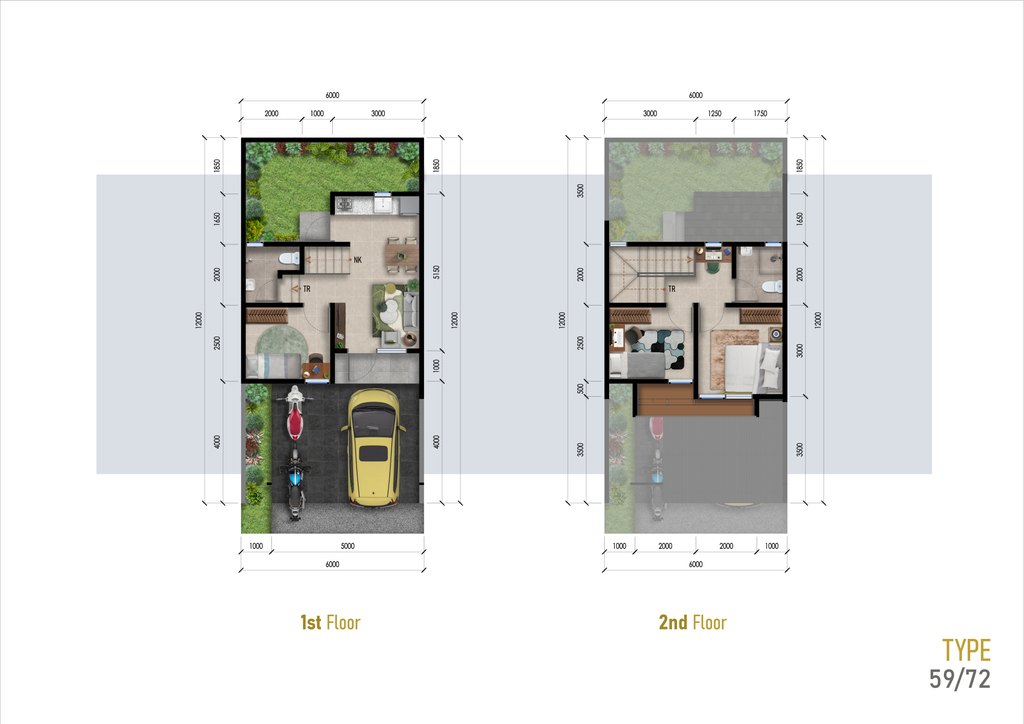 foto denah rumah tipe Denaya perumahan Grahayana Homes