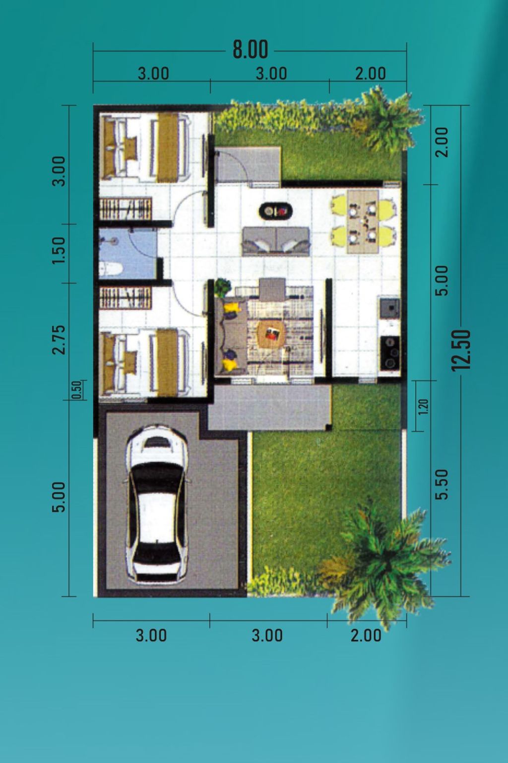 foto denah rumah tipe Tulip 45/100 perumahan GRAND WASTANA RESIDENCE