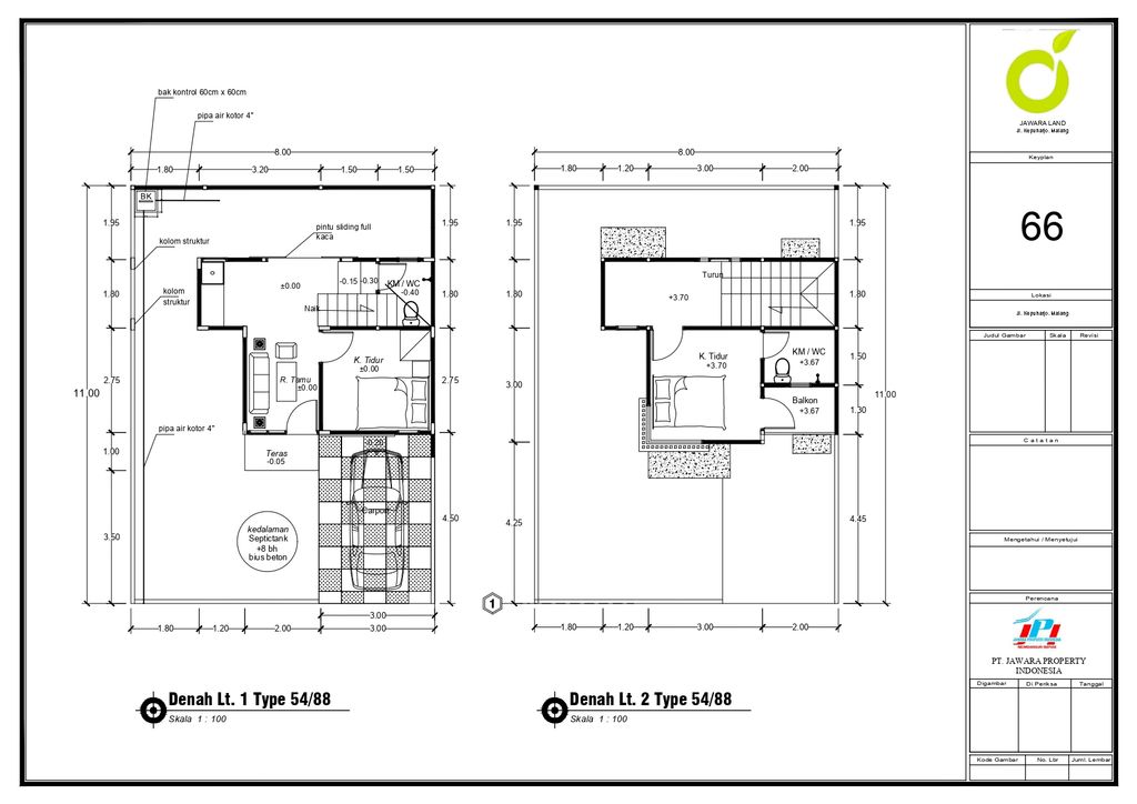 foto denah rumah tipe BROADWAY 66 perumahan Jawara Land