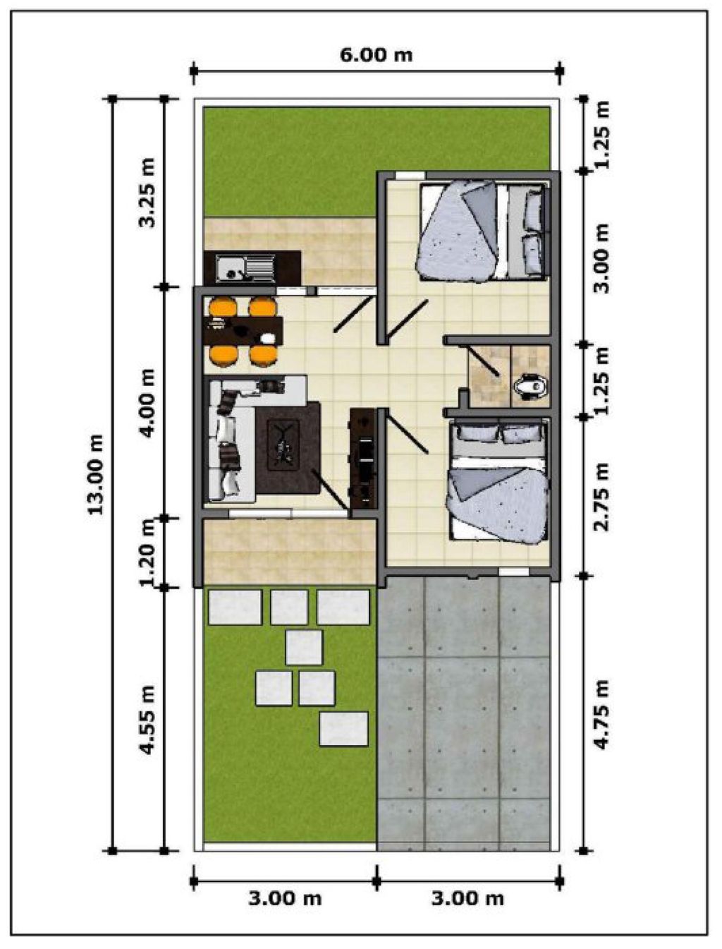 foto denah rumah tipe 36/78 perumahan NAFIQAH RESIDENCE