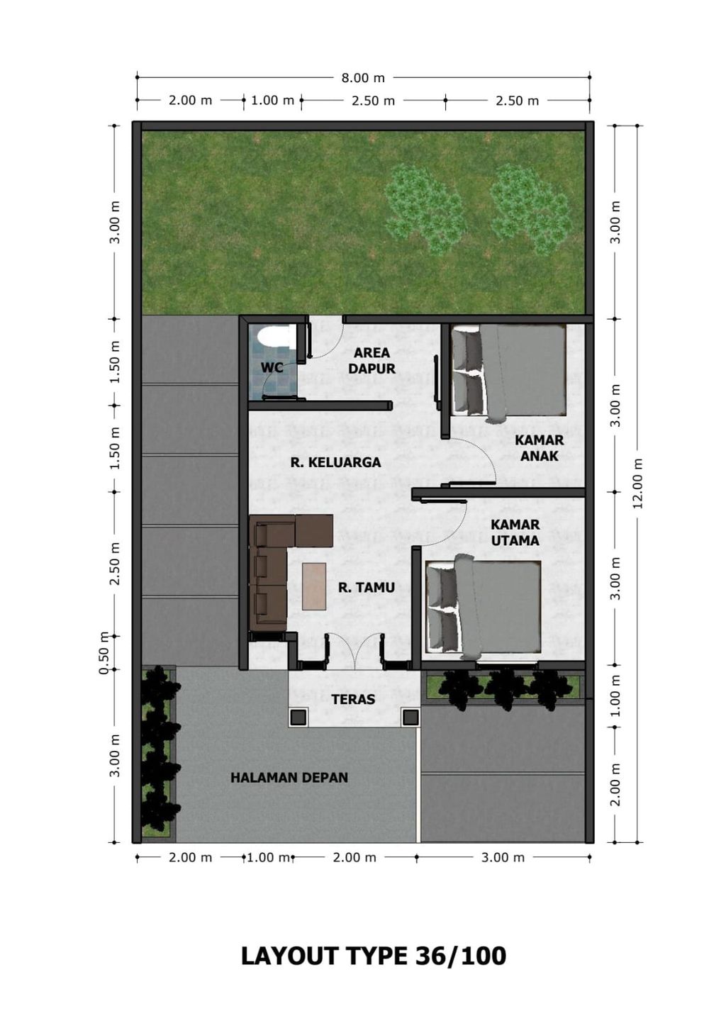 foto denah rumah tipe Subsidi 36 perumahan BINTANG SHAFA RESIDENCE