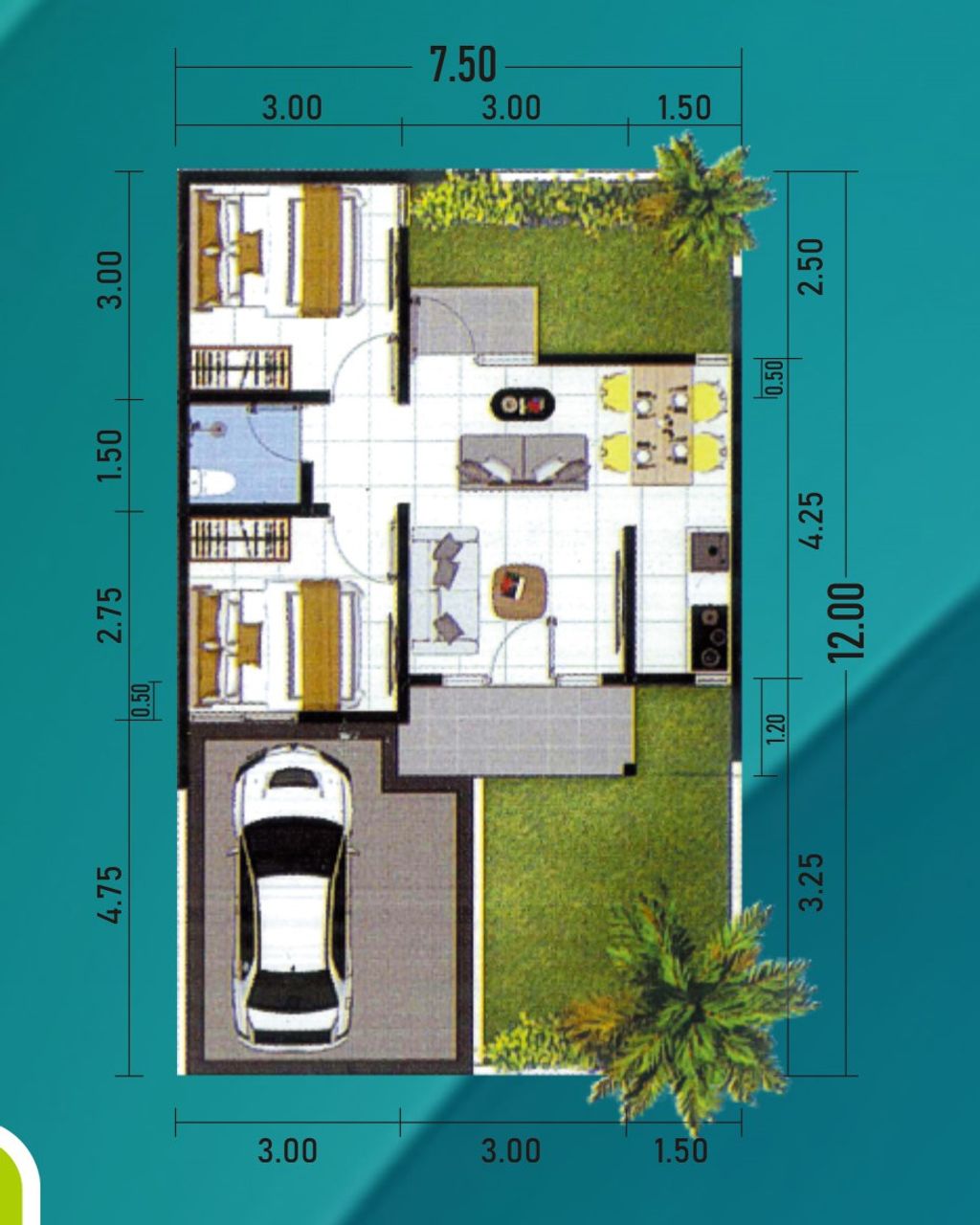 foto denah rumah tipe Lavender 40/90 perumahan GRAND WASTANA RESIDENCE