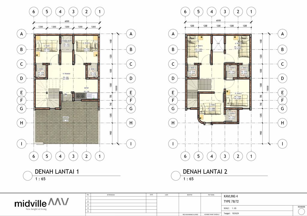 foto denah rumah tipe 50/60 perumahan MIDVILLE