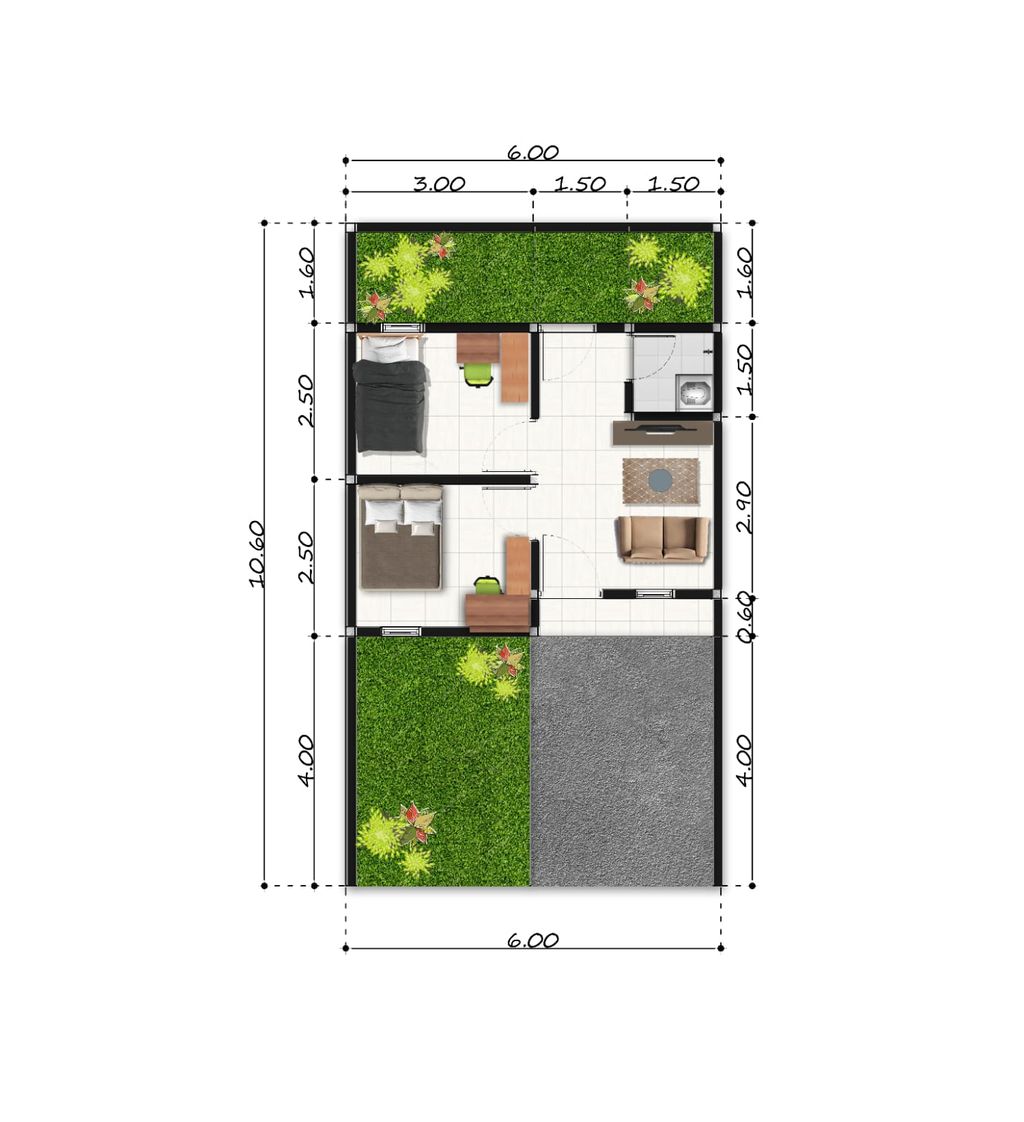 foto denah rumah tipe 30 perumahan Griya Tirta Asri Tegalmade