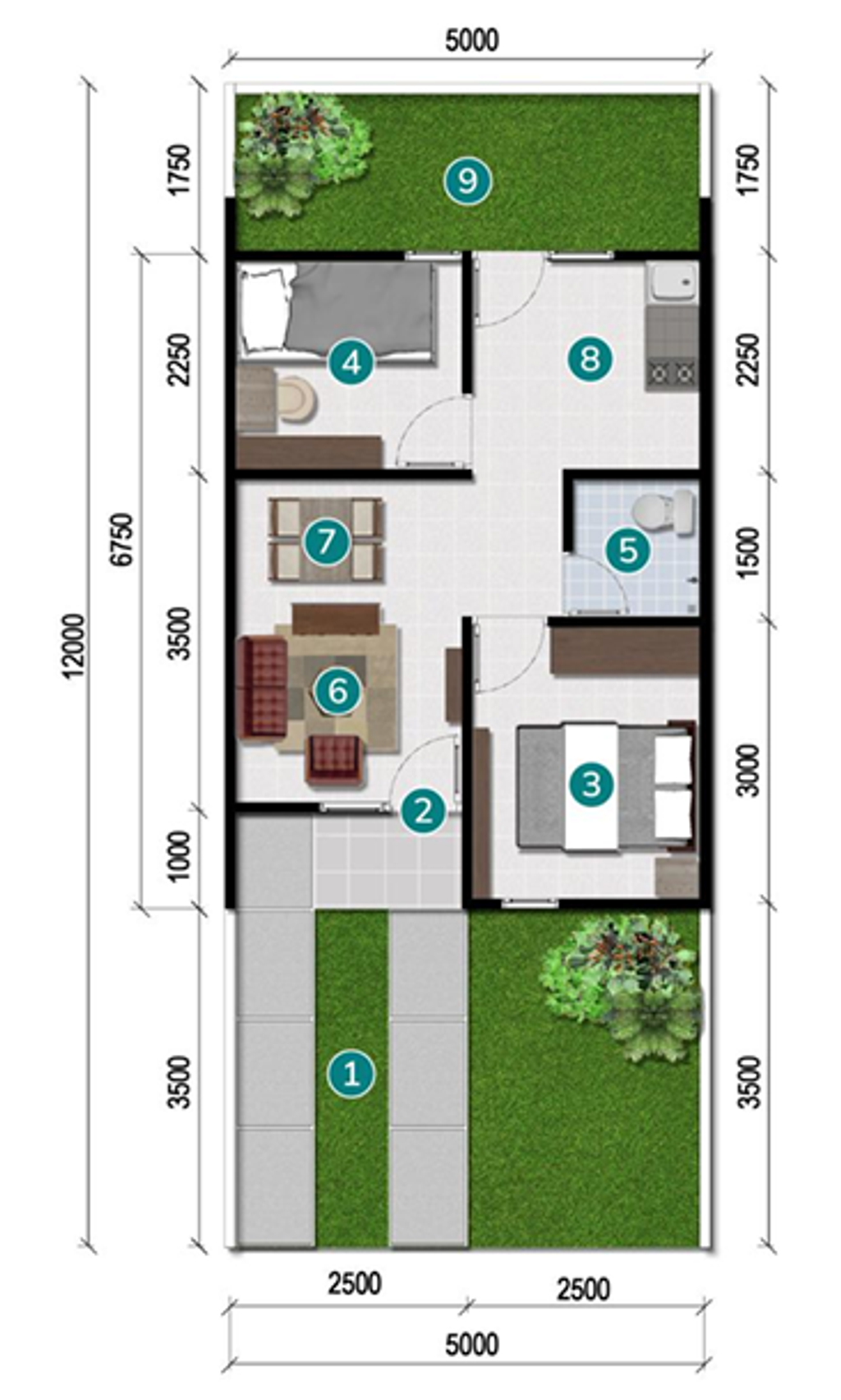 foto denah rumah tipe 32 SHIVA perumahan KAMAYA HILLS