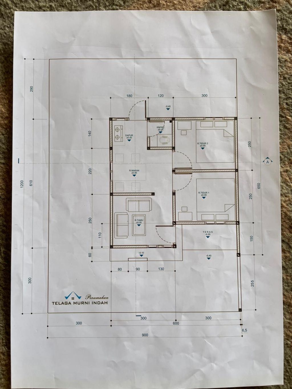 foto denah rumah tipe 36 perumahan Telaga Murni Indah