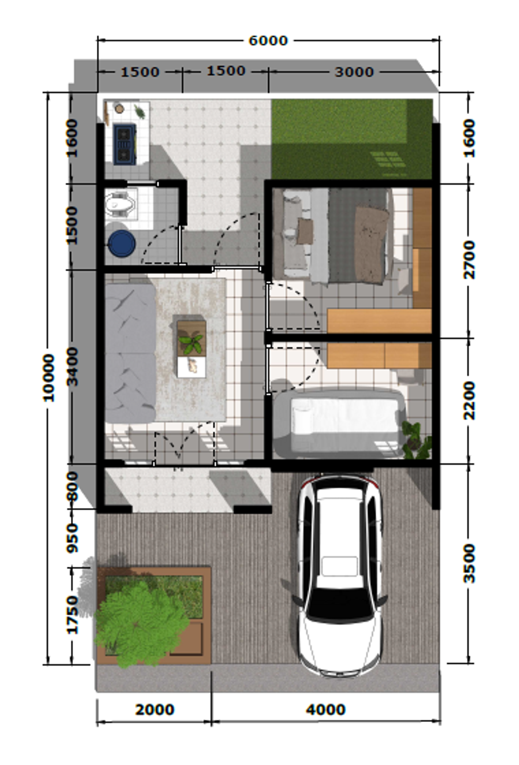 foto denah rumah tipe 30/60 perumahan PONDOK WARINGIN INDAH