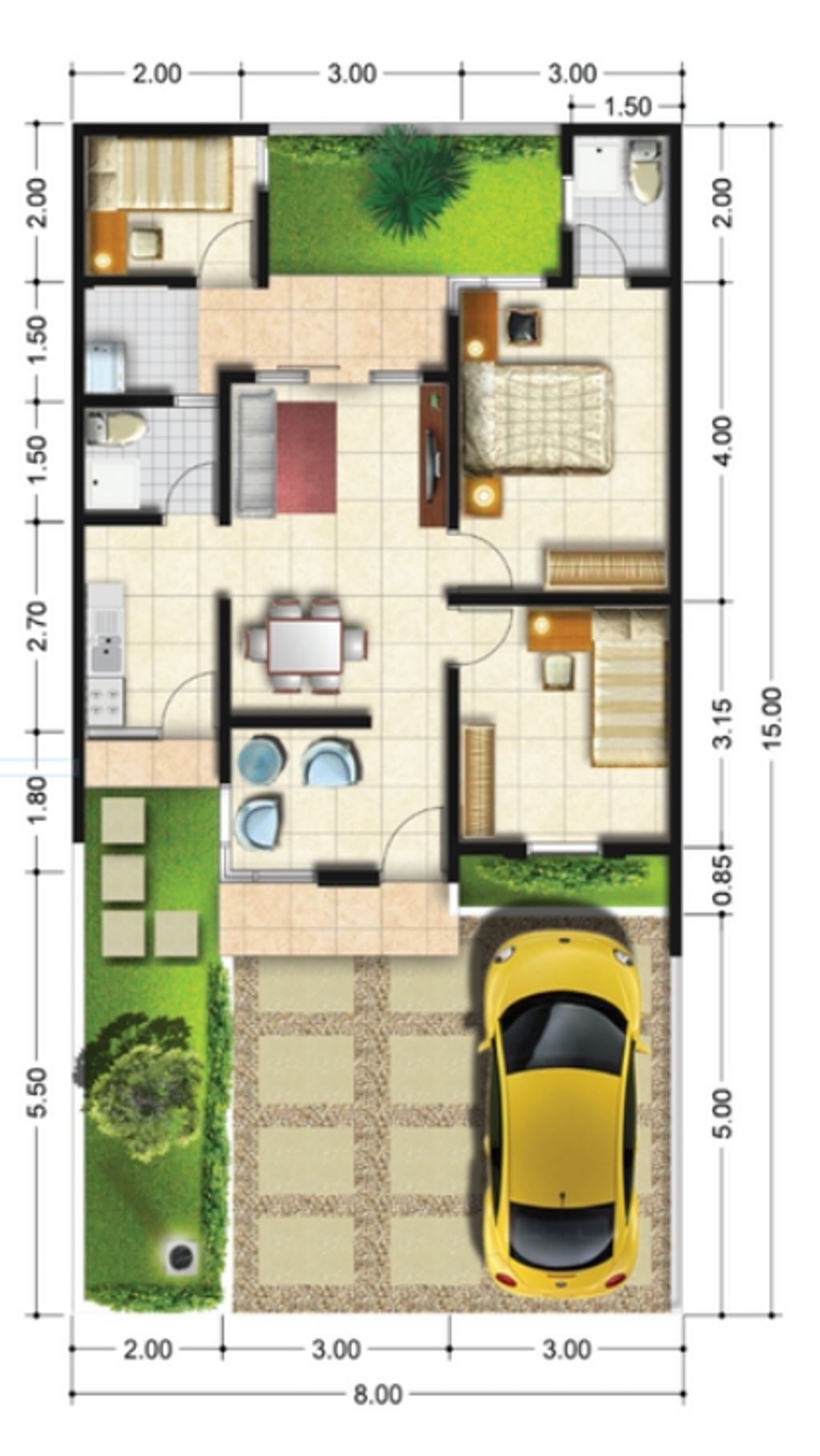 foto denah rumah tipe 64/120 perumahan SERPONG SURADITA RESIDENCE (TAHAP 2)
