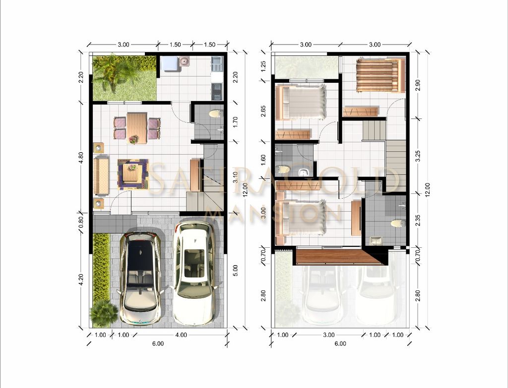 foto denah rumah tipe DAVOS perumahan DE CASSABLANCA RESIDENCE