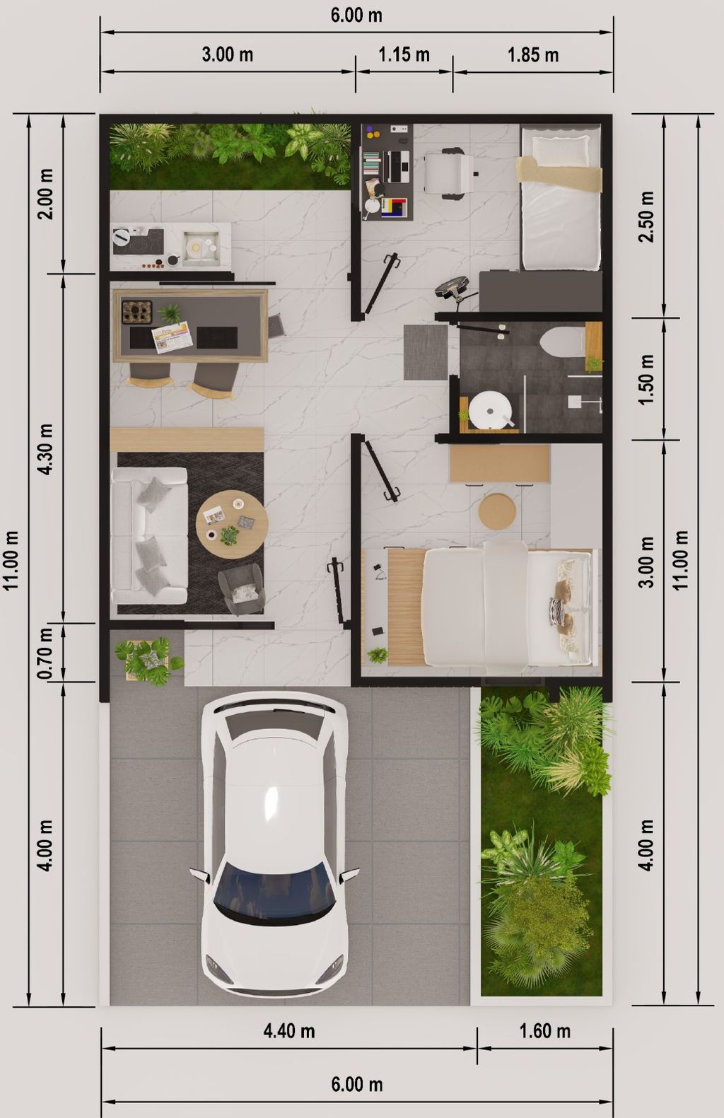 foto denah rumah tipe CATALEYA T1 36/66 perumahan Cluster Cataleya