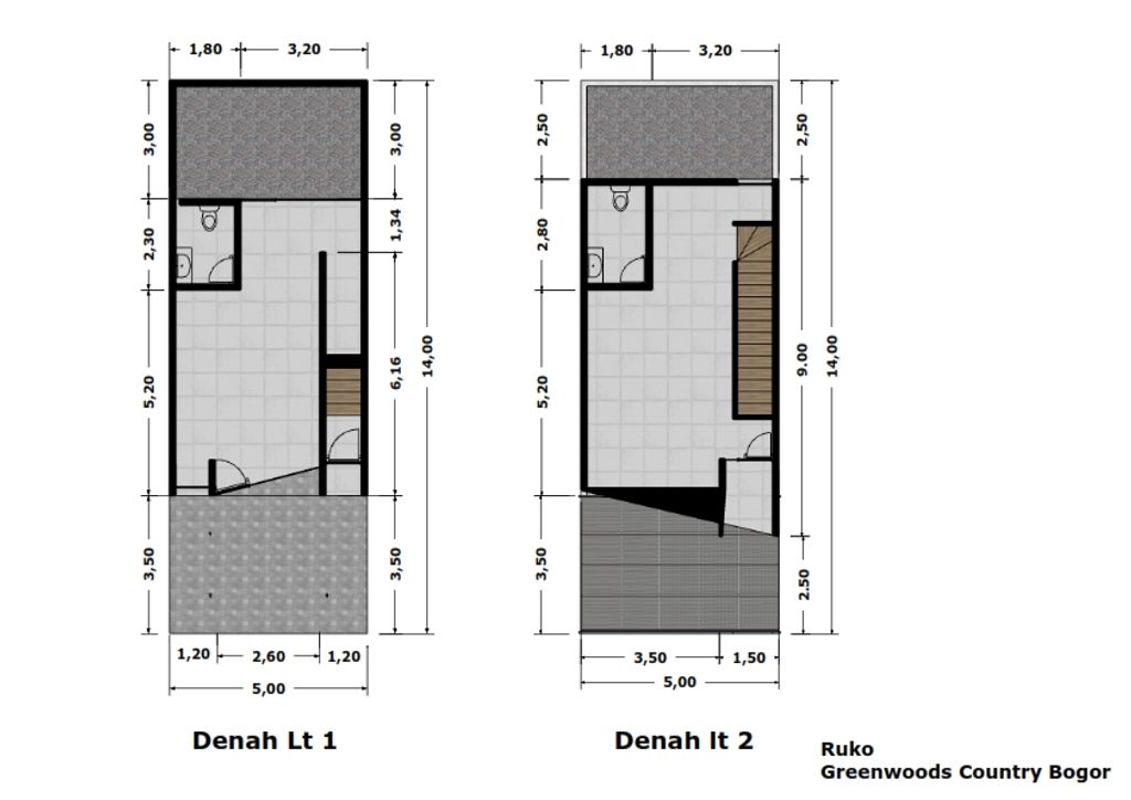 foto denah rumah tipe Ruko perumahan GREENWOODS COUNTRY BOGOR CLUSTER FLAMBOYAN TIPE MELATI