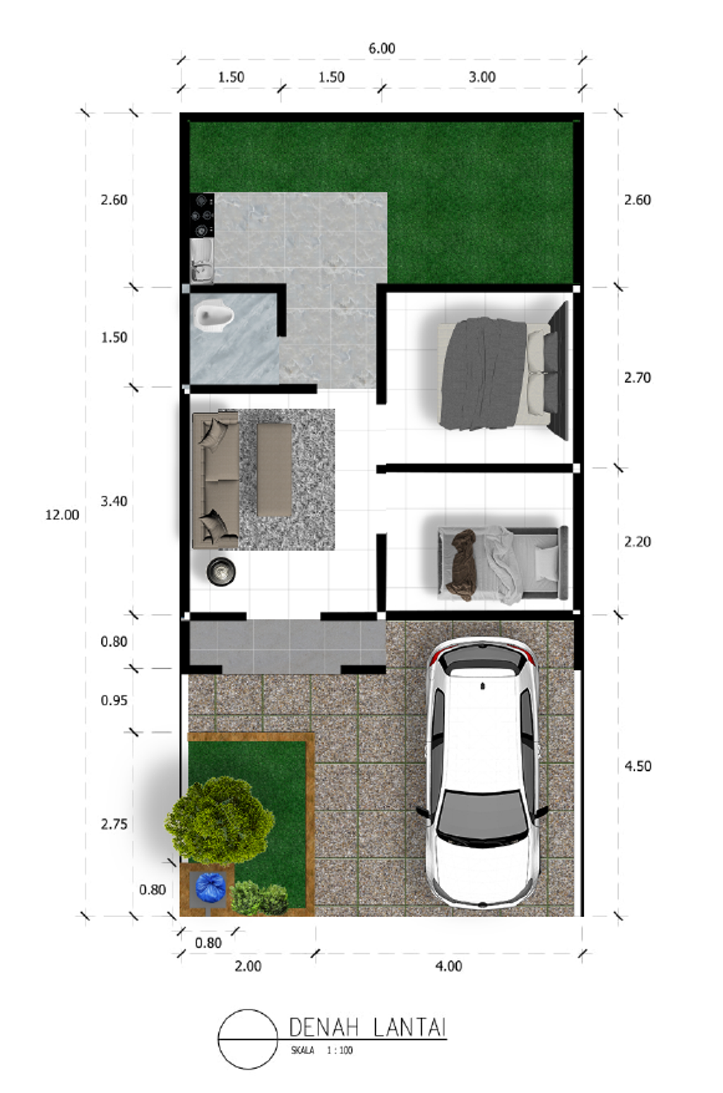 foto denah rumah tipe 30/72 perumahan PONDOK WARINGIN INDAH