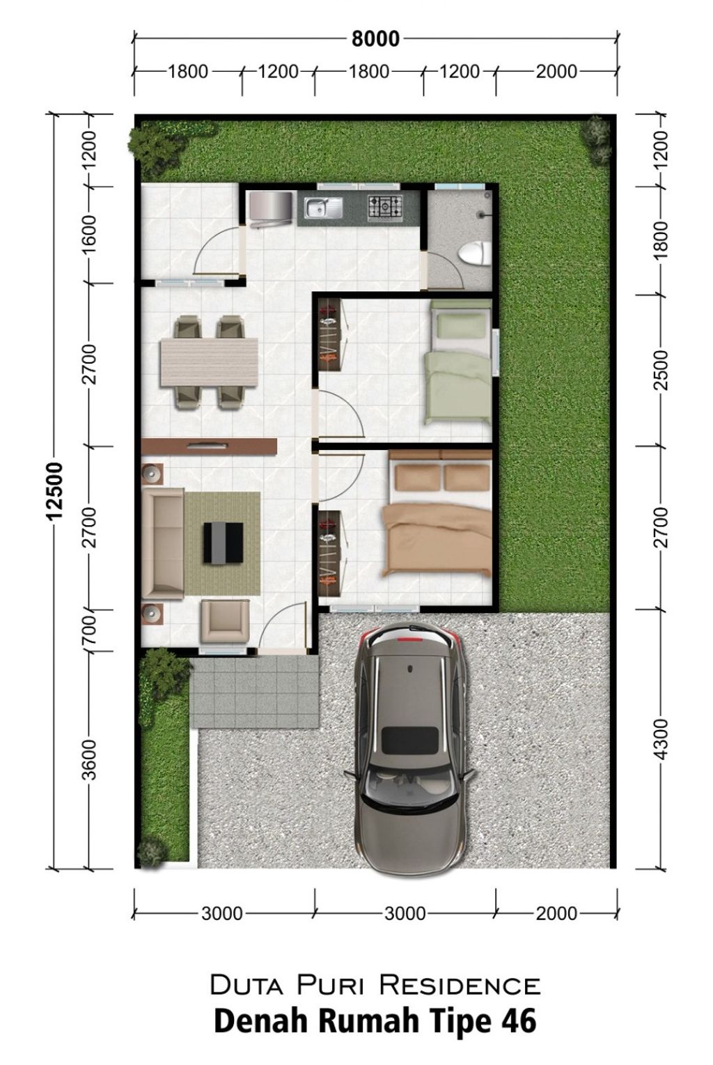 foto denah rumah tipe Rumah Tinggal 46/100 perumahan Duta Puri Residence Cluster C