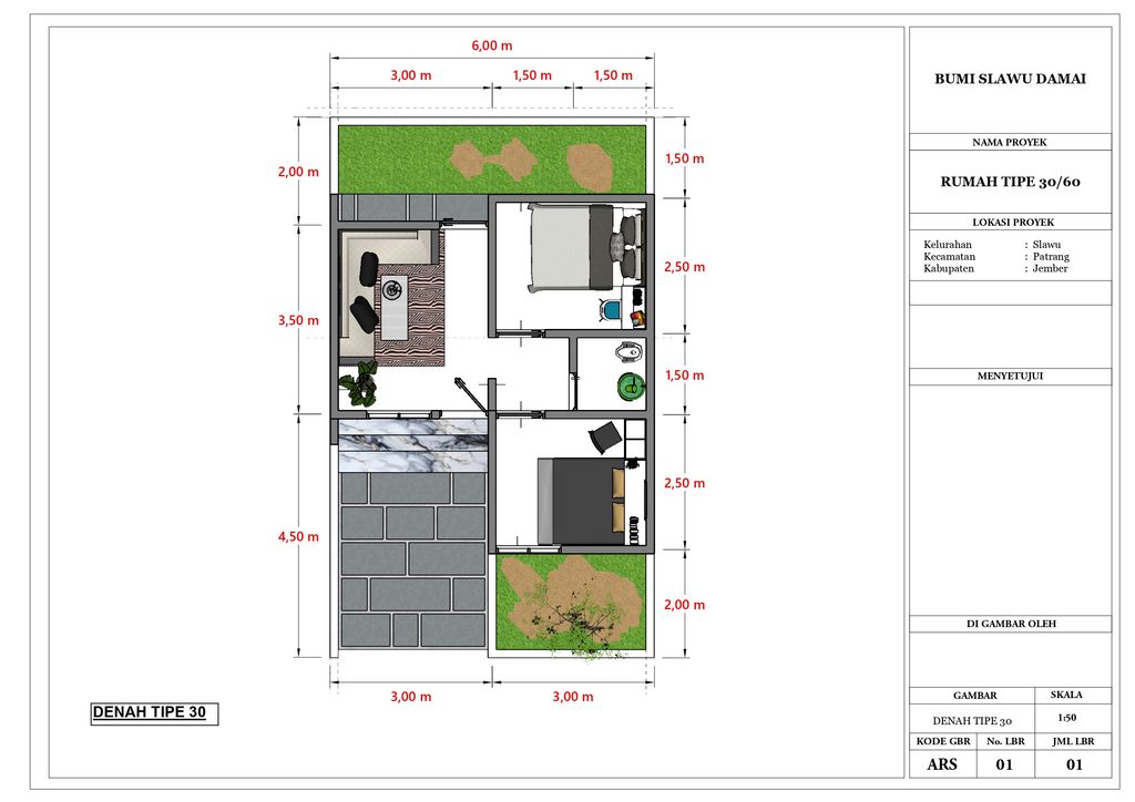 foto denah rumah tipe 30 perumahan BUMI SLAWU DAMAI