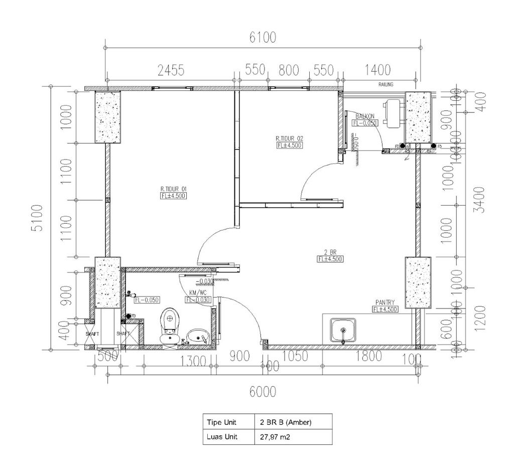 foto denah rumah tipe 2 BR AMBER perumahan APARTEMEN EMERALD BINTARO