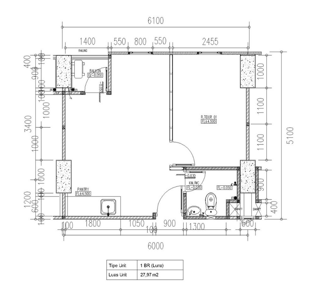 foto denah rumah tipe 1 BR LUNA perumahan APARTEMEN EMERALD BINTARO