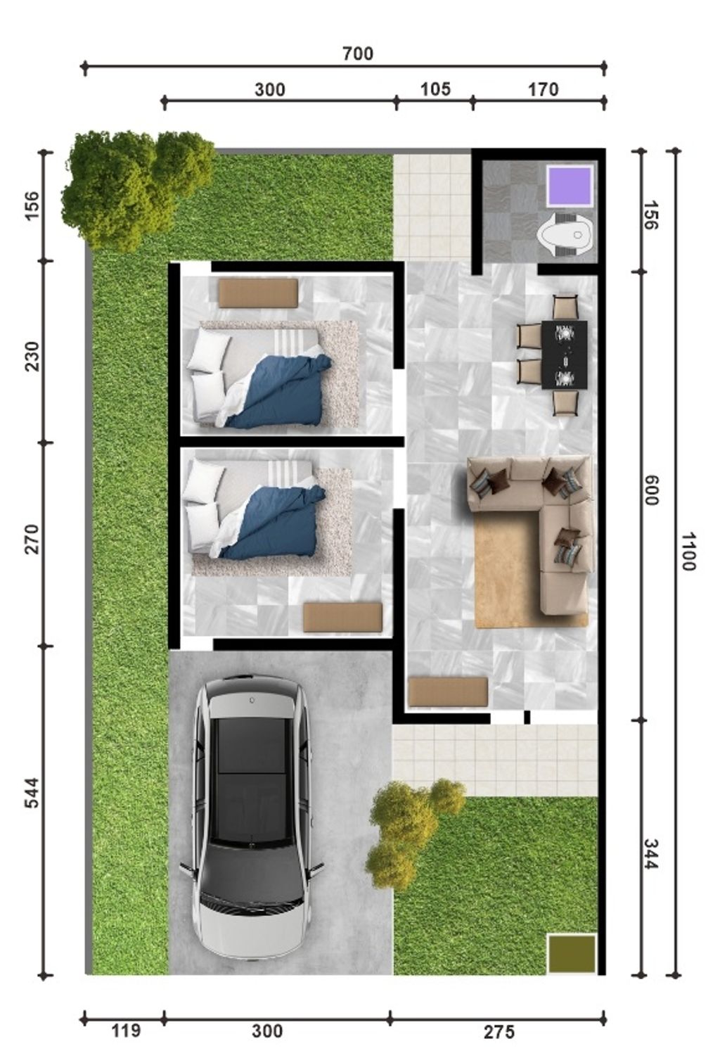 foto denah rumah tipe 36 perumahan Kirana Signature 3