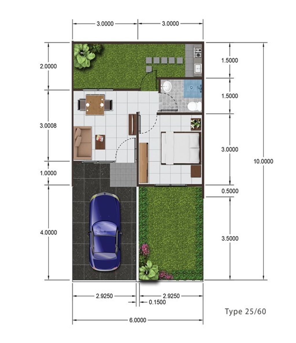 foto denah rumah tipe 26/60 perumahan PRIME POINT