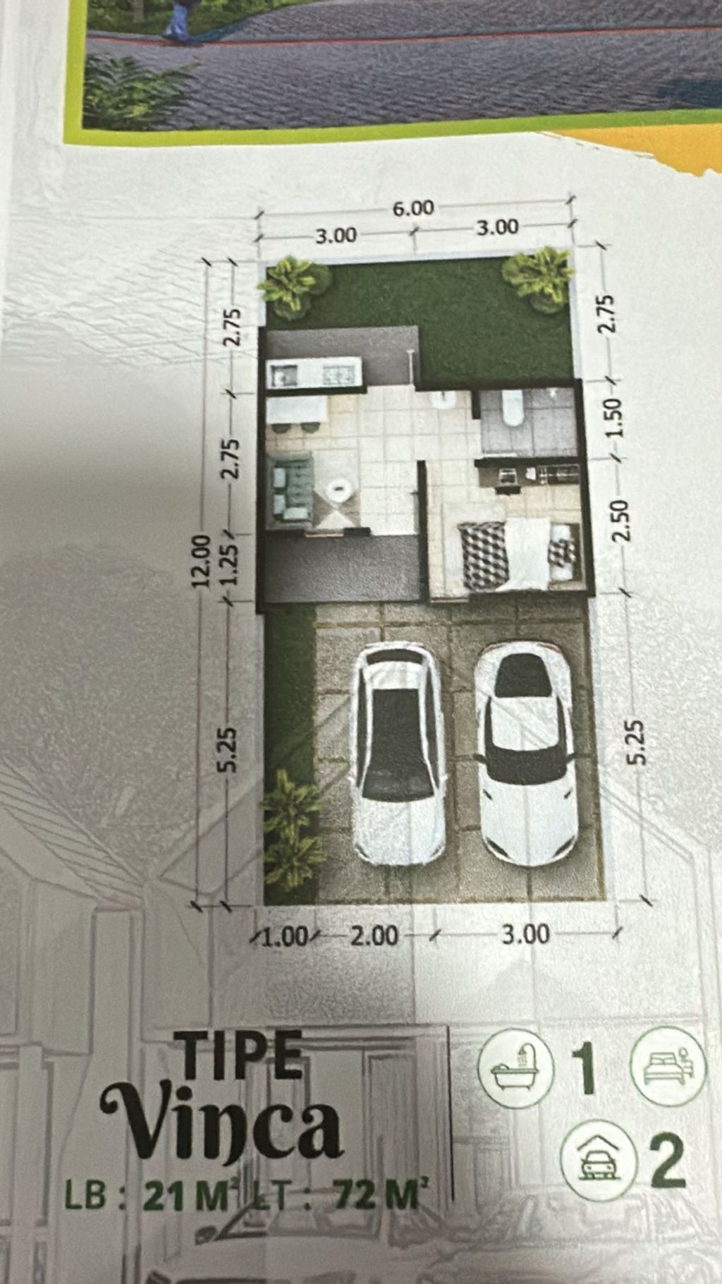 foto denah rumah tipe VINCA perumahan BREEZE VIEW & BREEZE TERRACE