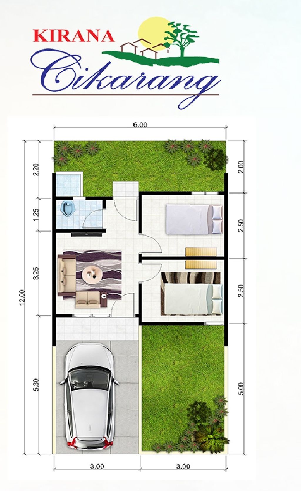 foto denah rumah tipe 30 / 72 perumahan Kirana Cikarang