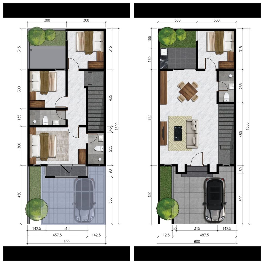 foto denah rumah tipe Birbury Deluxe ( 120,26) perumahan CITRAHARMONI - CLUSTER NEWYORK - CAMBRIDGE