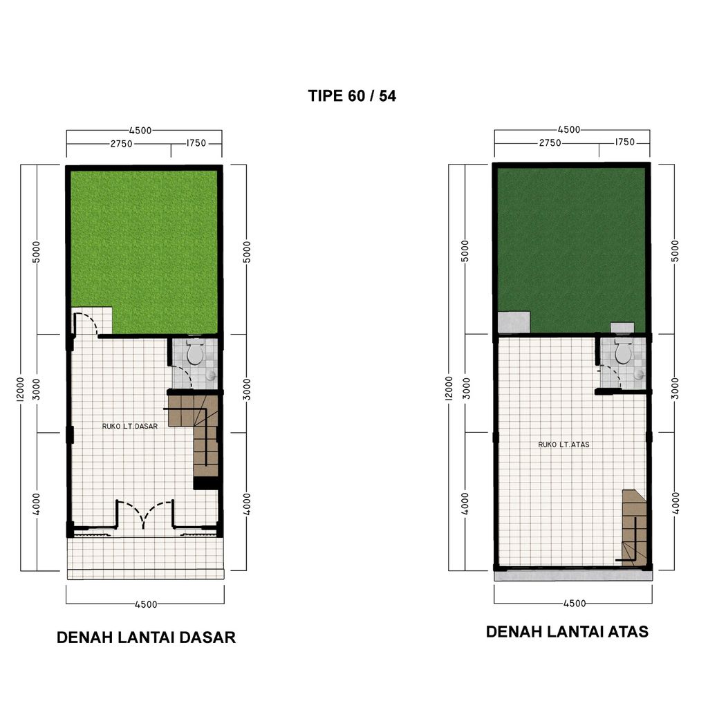 foto denah rumah tipe 60 perumahan RUKO BUKIT KENCANA BLOK AN