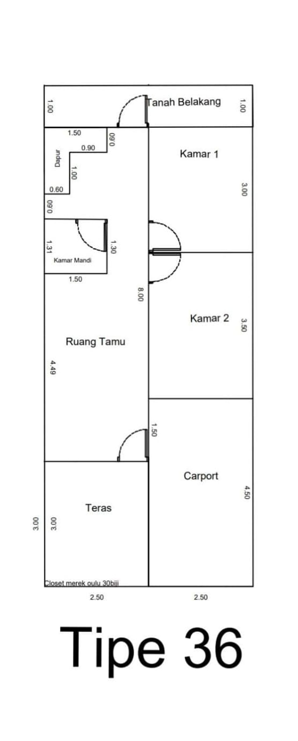 foto denah rumah tipe 36/60 perumahan ARSHAKA PREMIERE