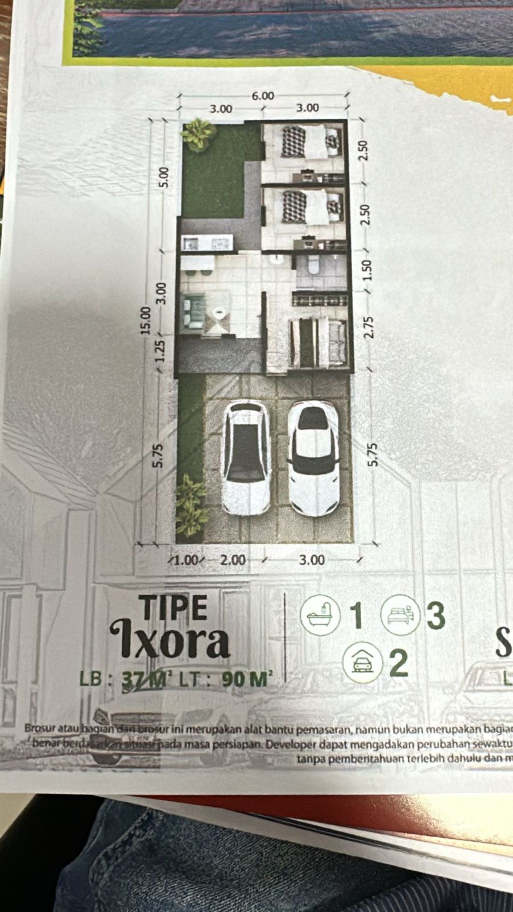 foto denah rumah tipe IXORA perumahan BREEZE VIEW & BREEZE TERRACE