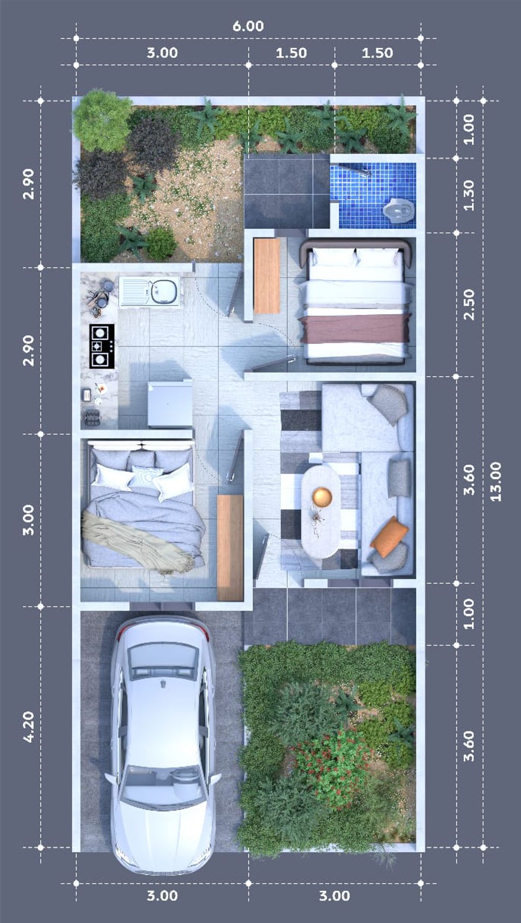 foto denah rumah tipe 36/78 perumahan PUNCAK INDAH RESIDENCE