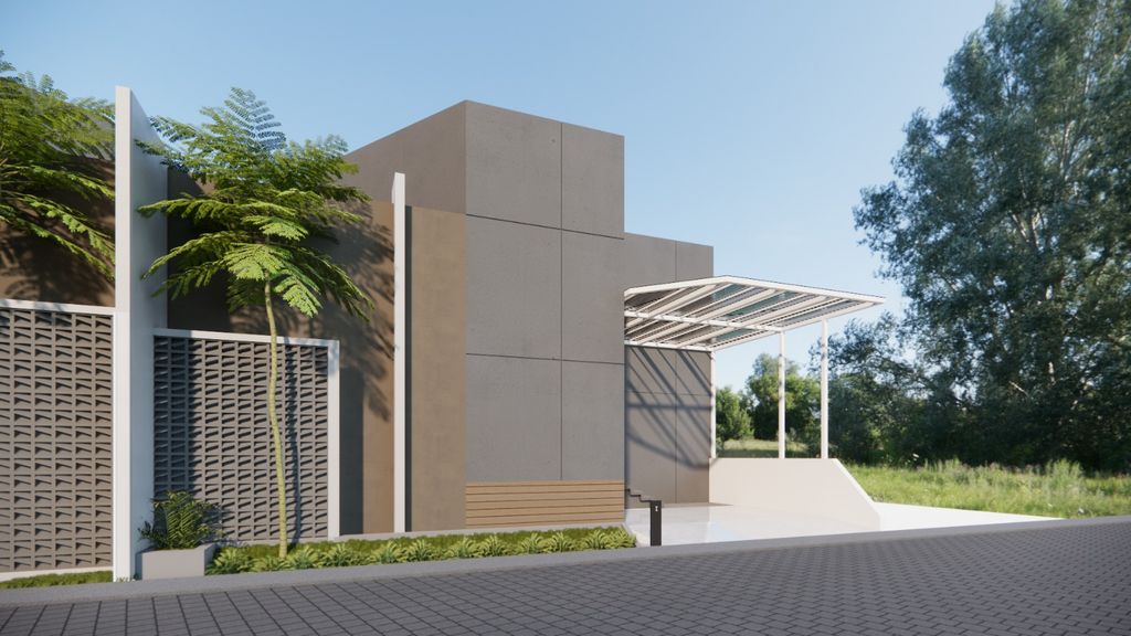 foto tampak rumah tipe E02 85/125 perumahan ALAMANDA RANCH