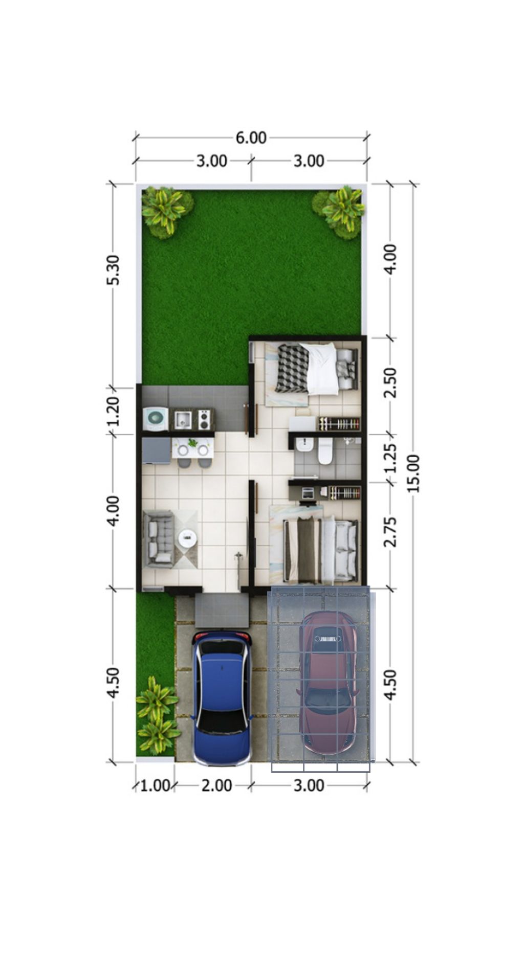 foto denah rumah tipe ICON 3 CANOPY perumahan BREEZE ICON