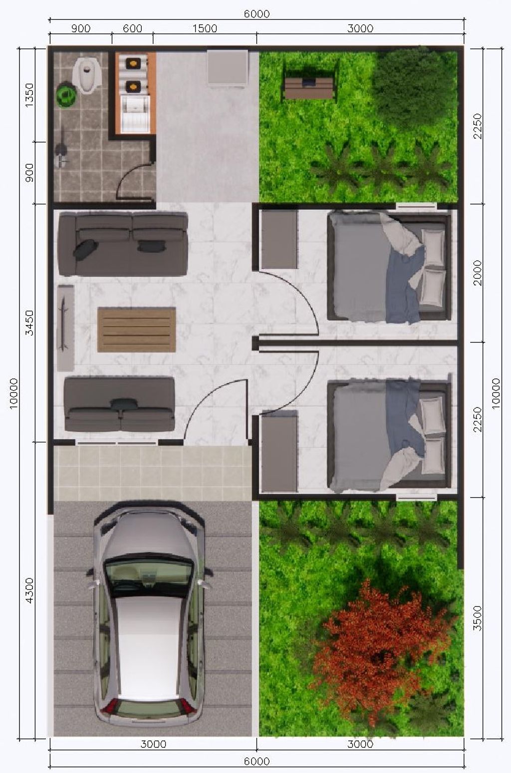 foto denah rumah tipe 25/60 perumahan Mutiara Muktiwari Residence