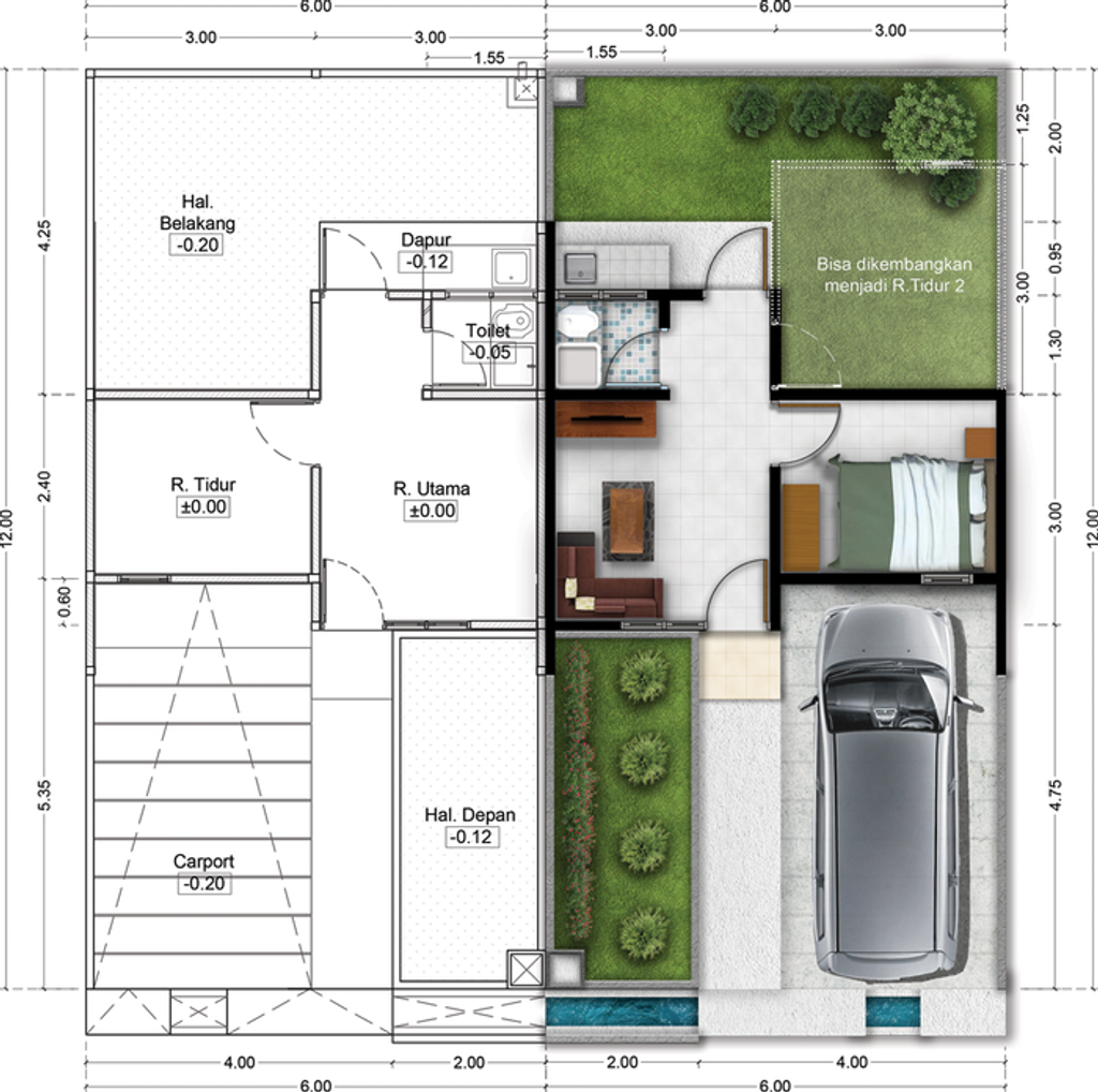 foto denah rumah tipe 22/72 (166) (87) Per 05 Mei 2025 (Subsidi) perumahan ALAM SANGGAR INDAH EXTENSION
