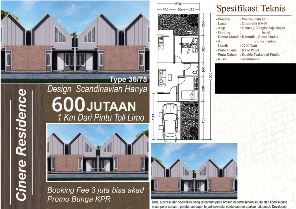 foto denah rumah tipe T 36/130 perumahan CINERE RESIDENCE