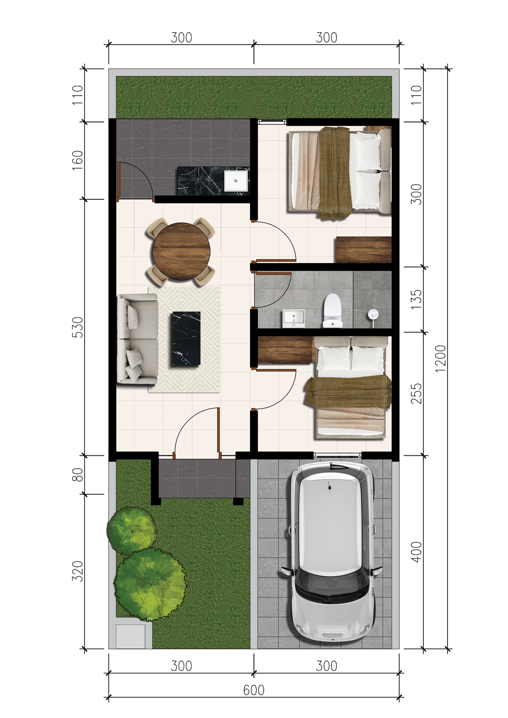 foto denah rumah tipe Camden B perumahan CITRAHARMONI - CLUSTER NEWYORK - CAMBRIDGE
