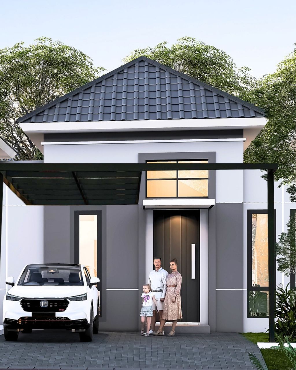 foto tampak rumah tipe ICON 3 CANOPY perumahan BREEZE ICON