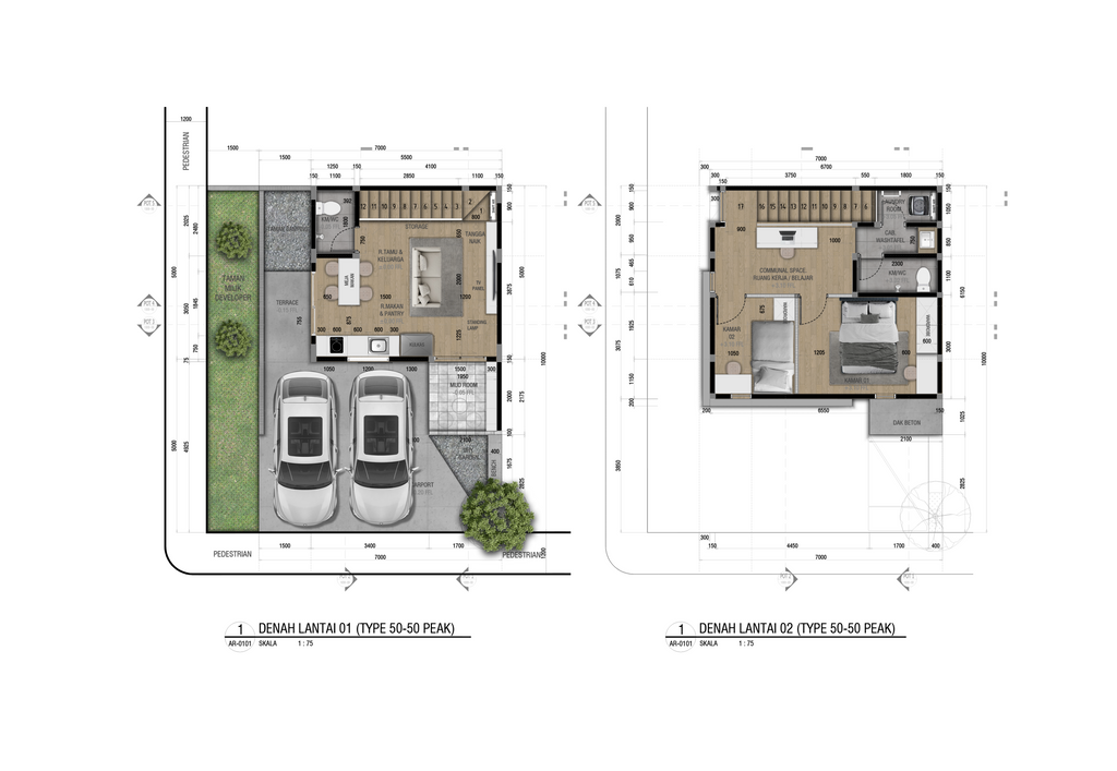 foto denah rumah tipe ALSTONIA 75/70 E perumahan BERNADY LAND SLAWU
