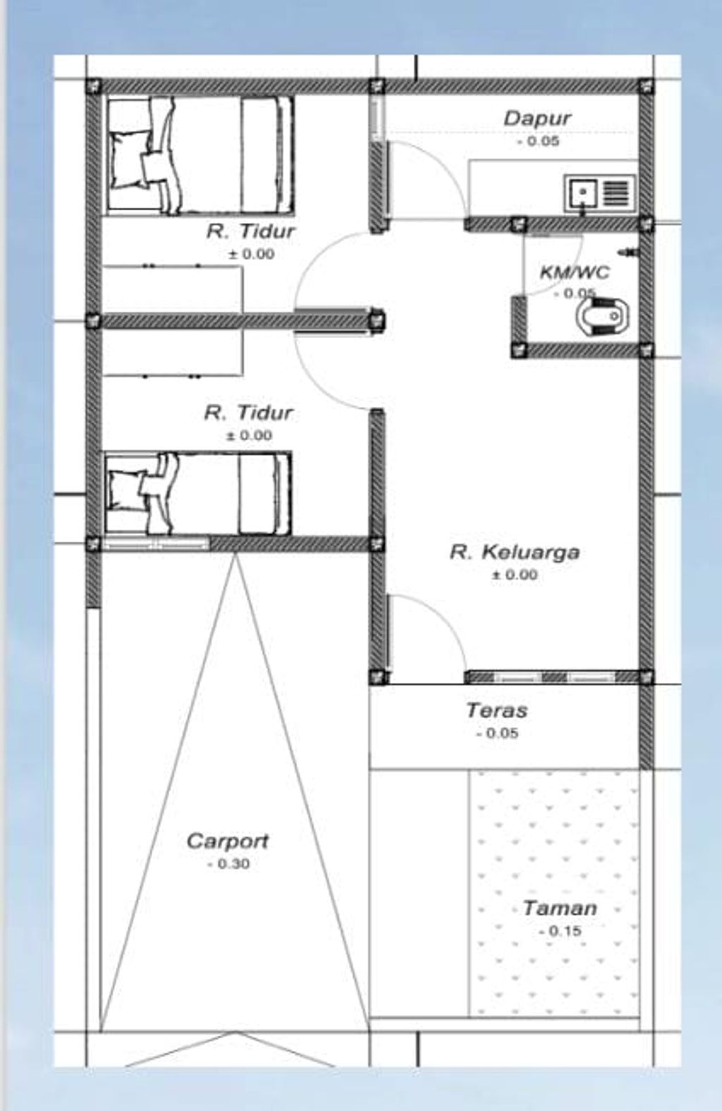 foto denah rumah tipe 30/60 perumahan GRAND VILLAGE CILEMBU