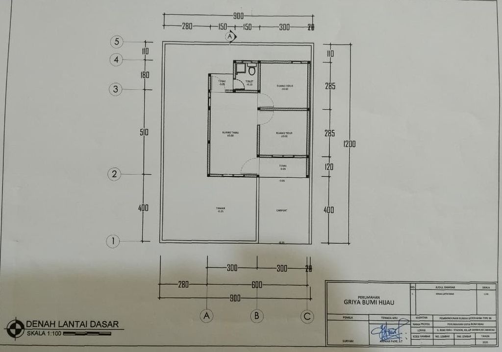 foto denah rumah tipe RSH 36 Update perumahan GRIYA BUMI HIJAU