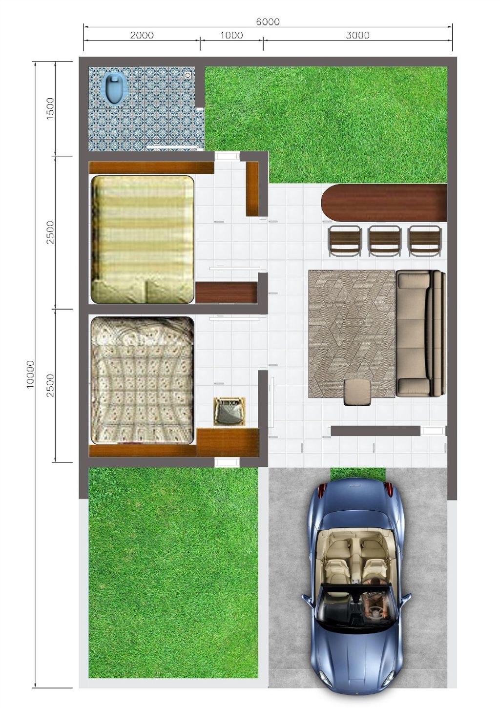 foto denah rumah tipe TAHAP 2 (WARNA BIRU) perumahan Puri Tenjo