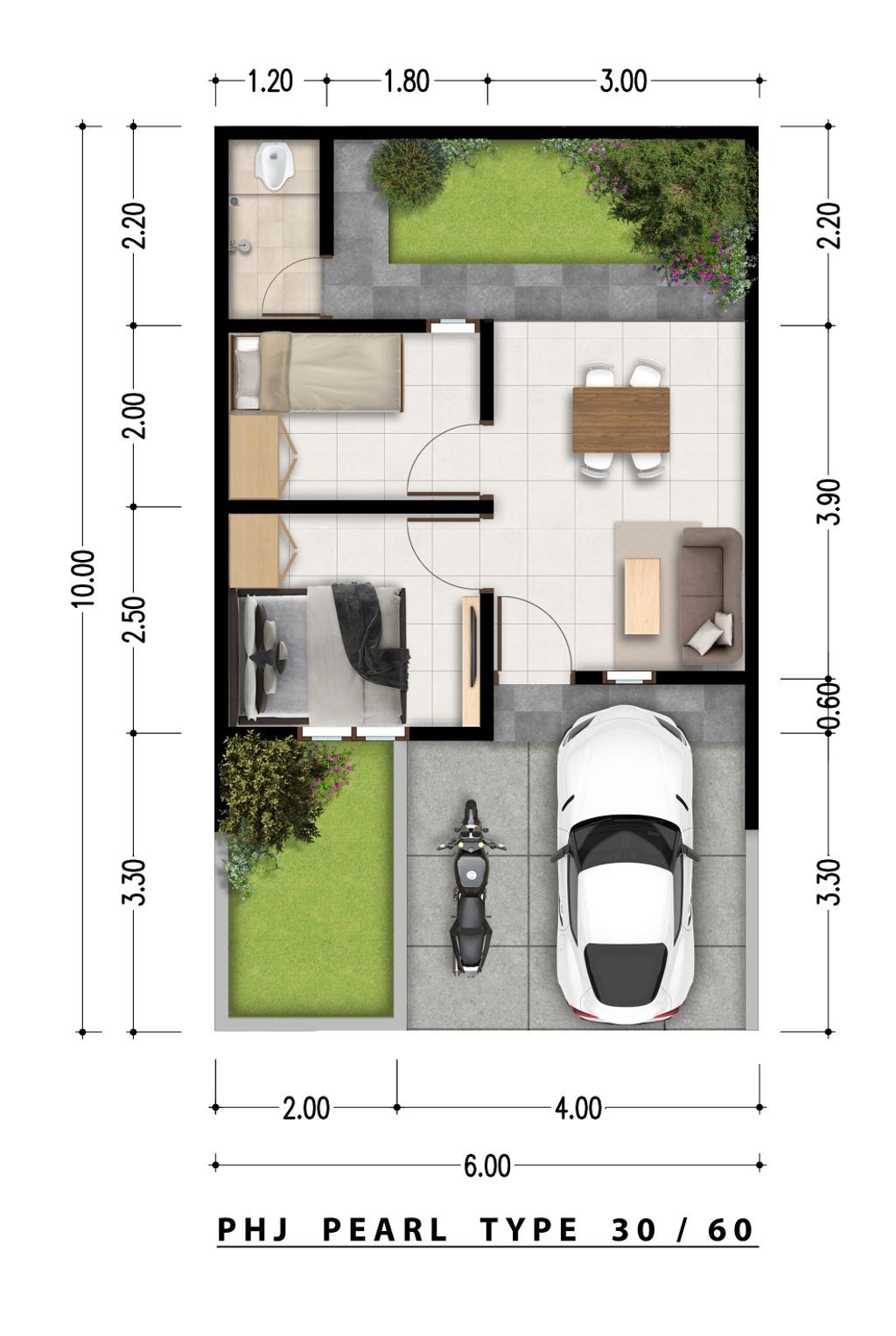 foto denah rumah tipe Pearl 30/60 199.000.000 perumahan PURI HARMONI JONGGOL