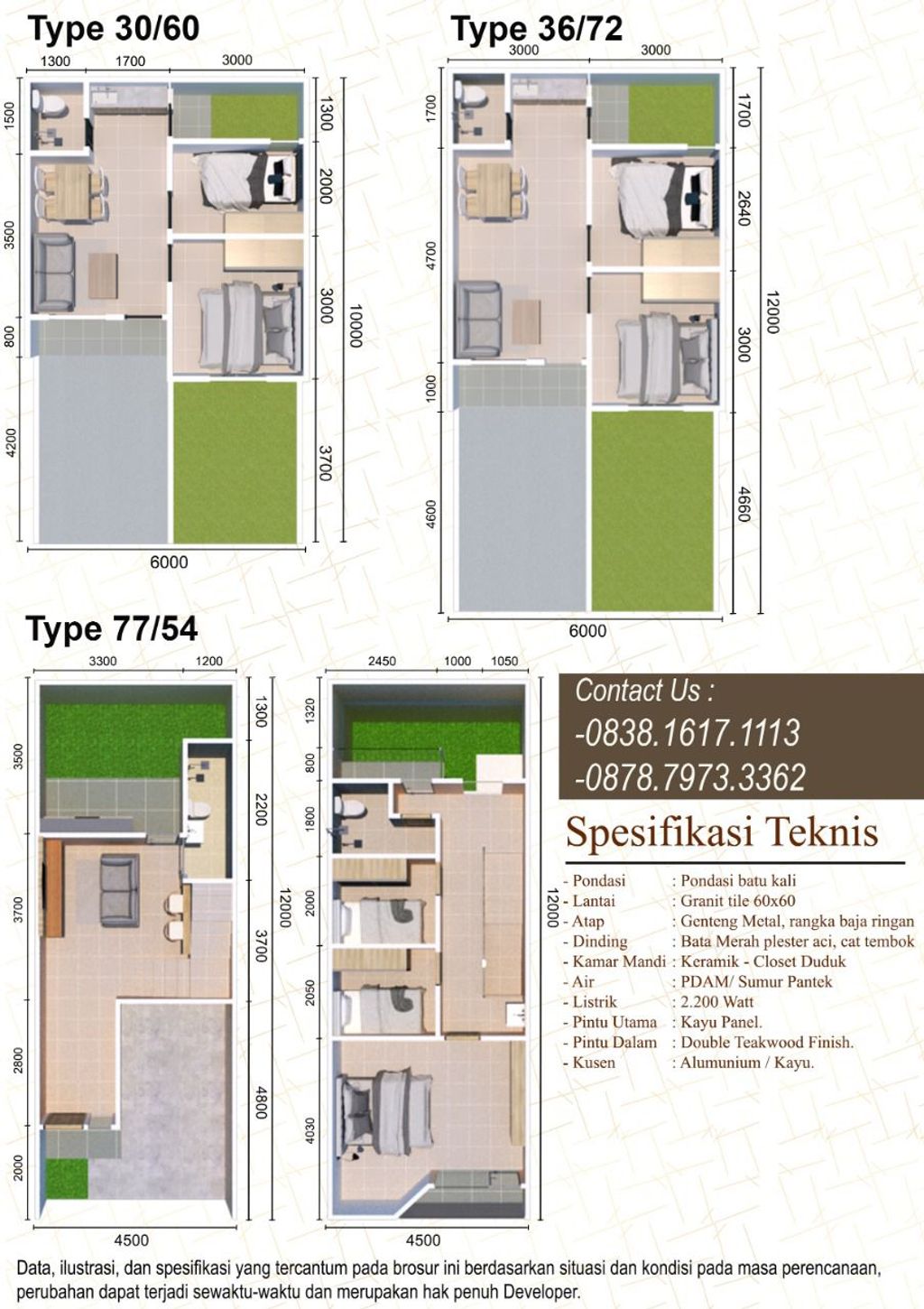 foto denah rumah tipe T 36/108 perumahan Bumi Purwa Raya Dangdeur Tahap II