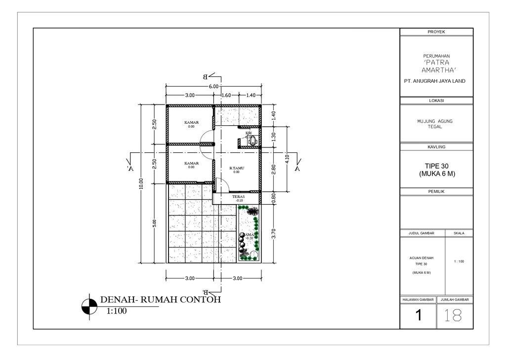 foto denah rumah tipe 30 perumahan Patra Amartha