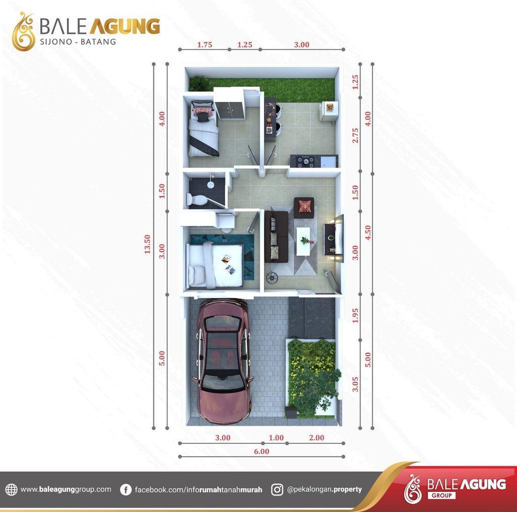 foto denah rumah tipe 45 perumahan Bale Agung Residence