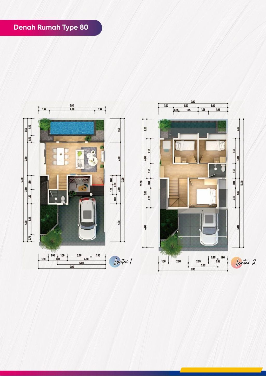 foto denah rumah tipe 80 perumahan Bale Agung Residence
