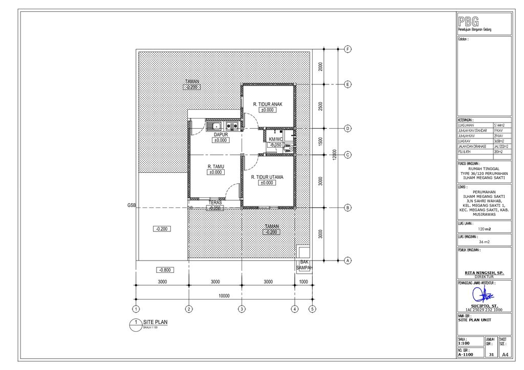 foto denah rumah tipe 36 perumahan ILHAM MEGANG SAKTI TAHAP II