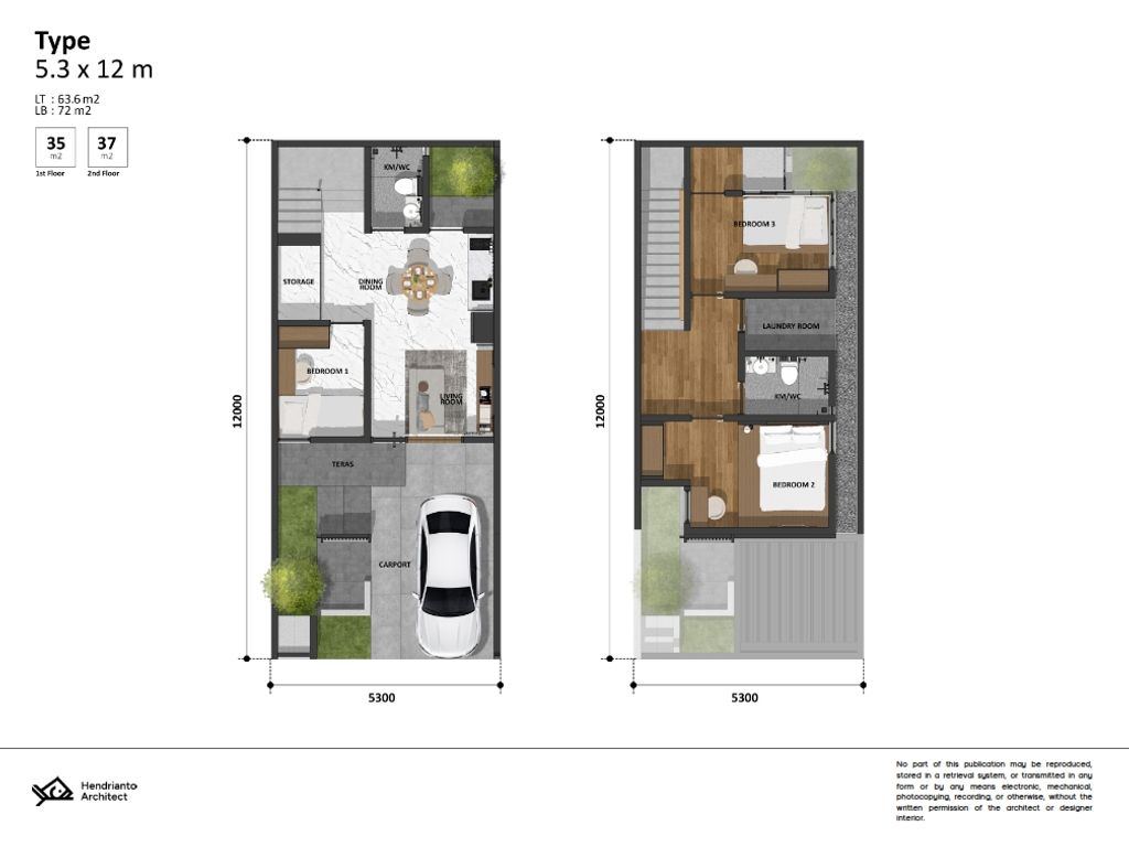 foto denah rumah tipe GREENVALE perumahan HB Green Residence