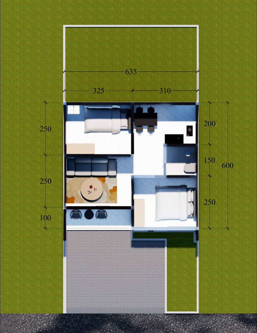 foto denah rumah tipe 36/90 perumahan Latina Residence 3