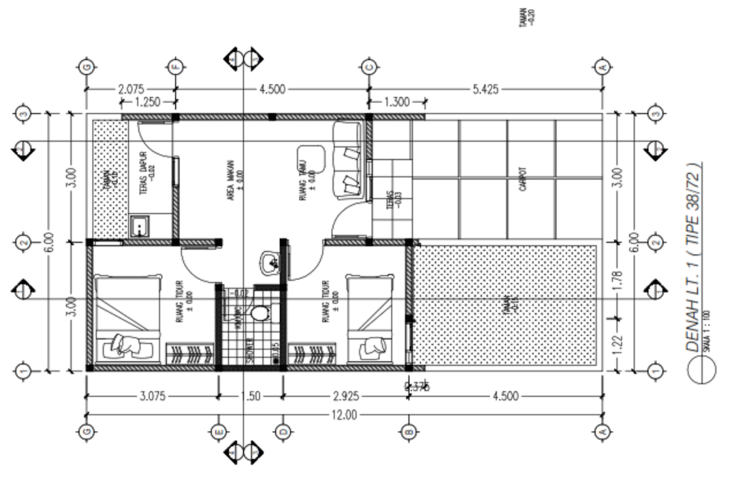 foto denah rumah tipe Tulip 38/72 (454.188.700) perumahan PURI HARMONI PASIRMUKTI PERLUASAN