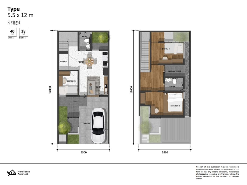 foto denah rumah tipe GREENDALE perumahan HB Green Residence